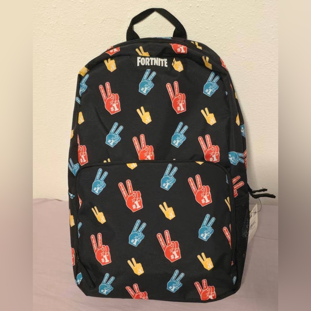 ❤️🩱💛🎒 Fortnite Black Backpack with Peace Signs